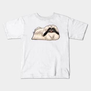 Dog - Pekingese - Black and White Show Cut Kids T-Shirt